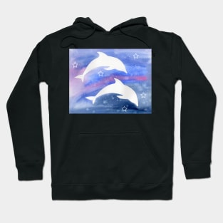 Dolphin Silhouette with watercolor background Hoodie